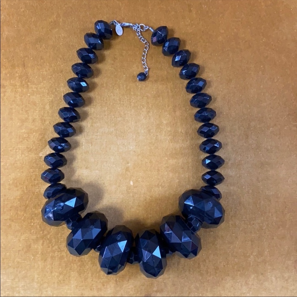 🖤 VTG LYDELL NYC Huge Jet Black Beaded Statement Necklace